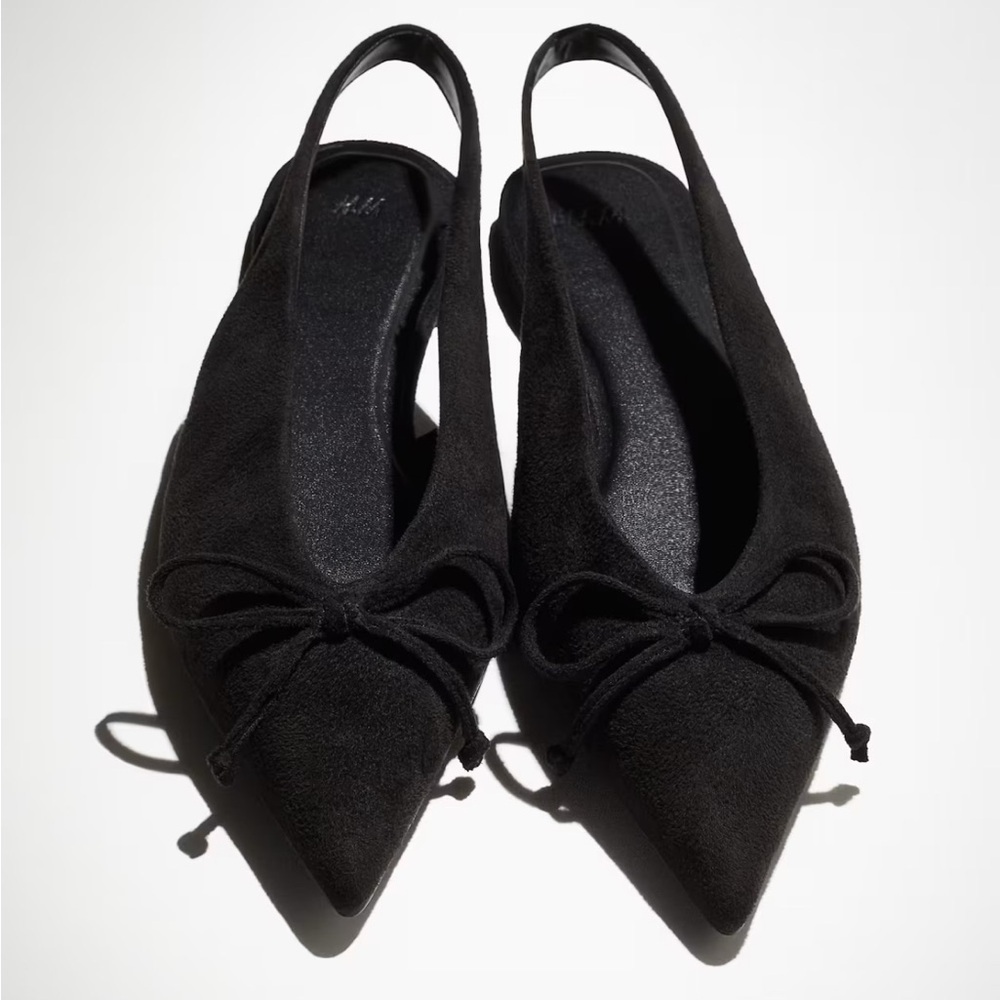 H&M Black Slingback Flats with Bow Detail